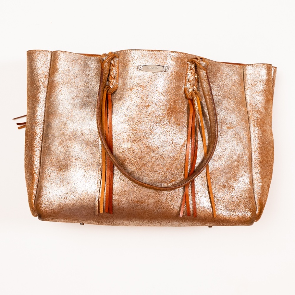 Lanvin Metallic Crinkled Leather Tote Bag